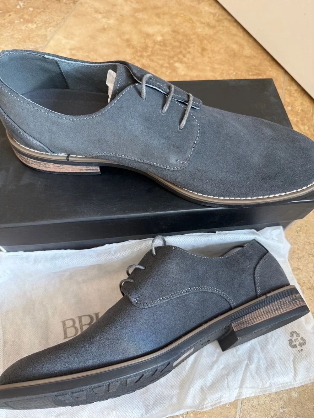 Bruno Marc- Men’s Suede Derby Shoes in Charcoal Gray